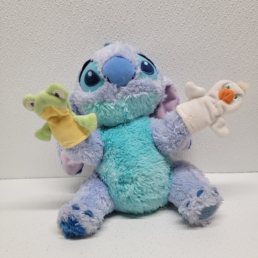 Disney Store Exclusive Stitch Plush With Easter Frog & Duck Finger Puppets